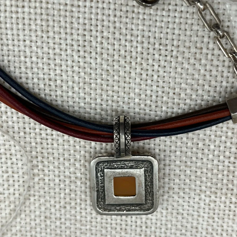 Vintage Ava Yetter Southwestern Pendant Necklace – Amber, Lapis, 925 Sterling - Picture 11 of 17